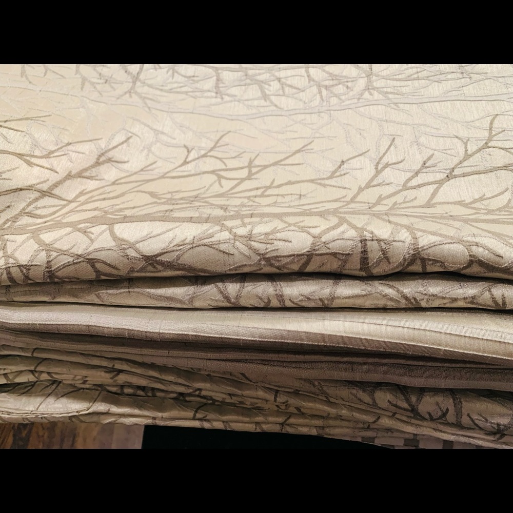 Silver / silk curtains : 84 inches: 8 drapes